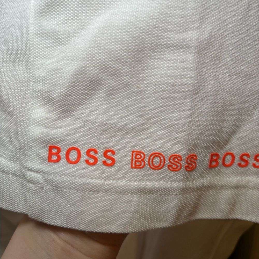 BOSS - White and Orange Polo Shirt for Men in Size L - Picture 10 of 10